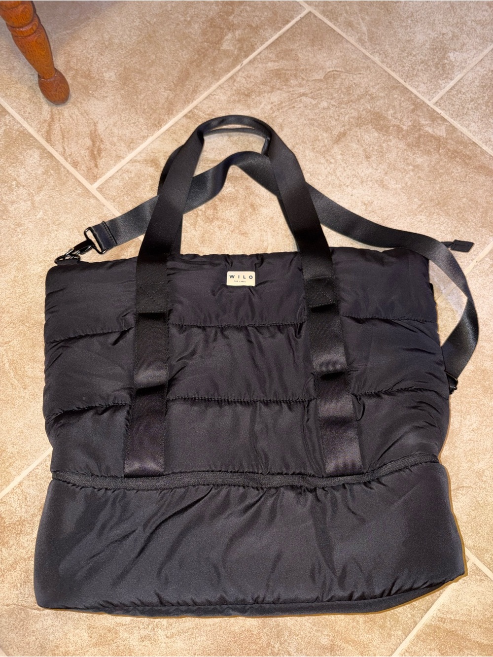 WILO Black Quilted Tote Bag for Women